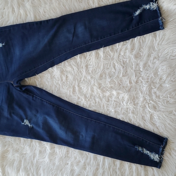 Blue Savvy Women’s Maternity Dark Blue Distressed Denim Pants Size Large - Picture 5 of 11